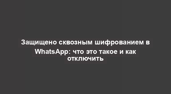 Защищено сквозным шифрованием в WhatsApp: что это такое и как отключить